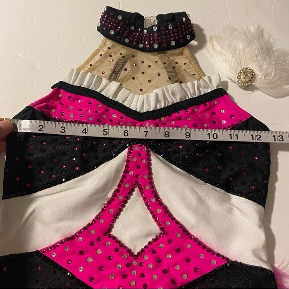 Glamour solo sassy dance costume purple pink embellished rhinestone fringe LC - Picture 4 of 9